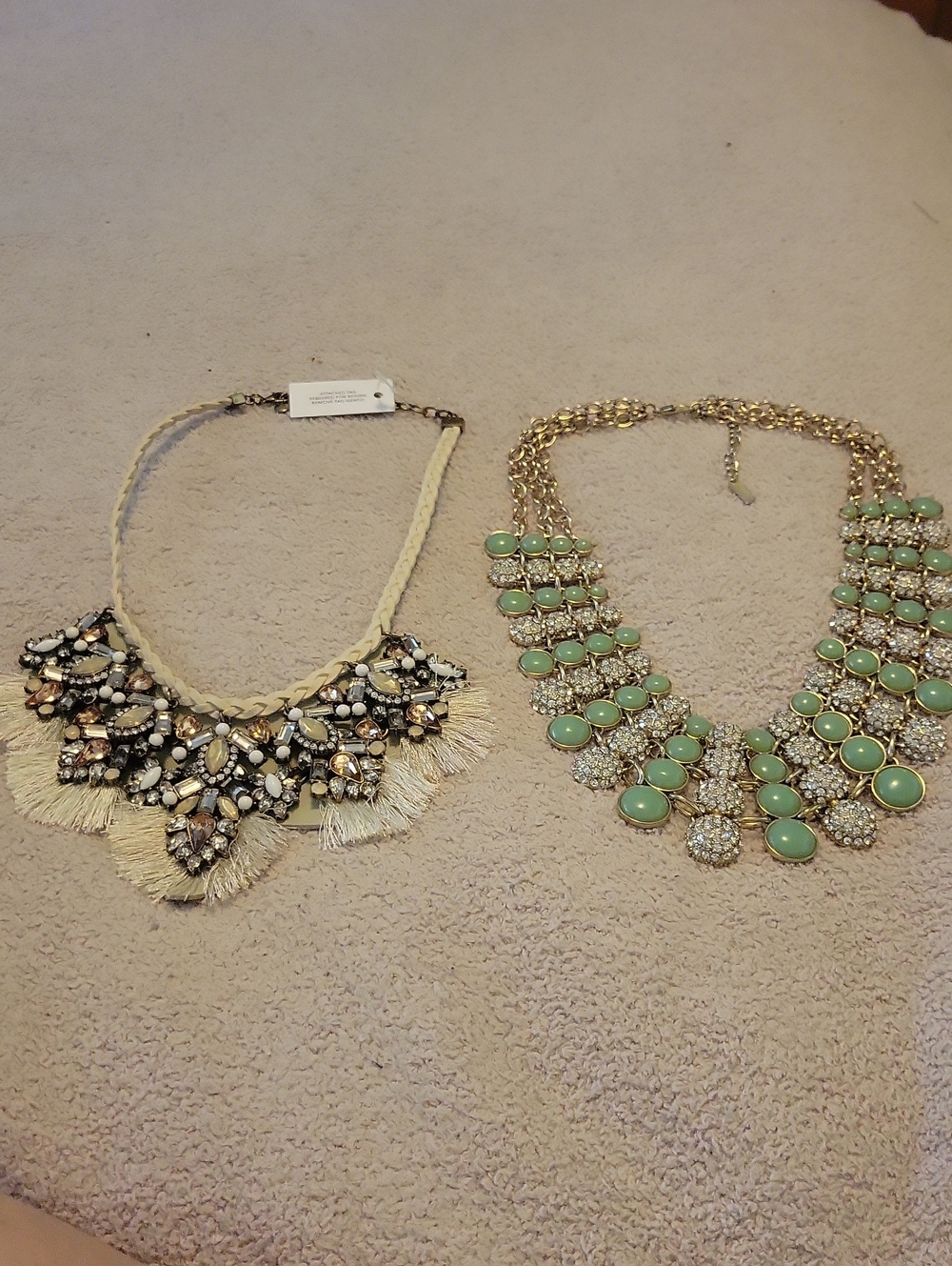 BaubleBar Mint and Cream Statement Bib Necklaces Set
